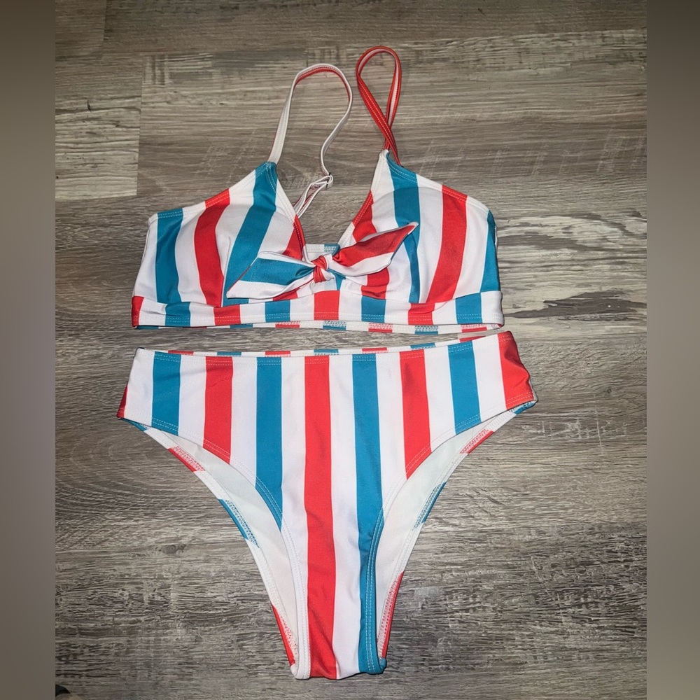 Red, White, & Blue high rise bikini